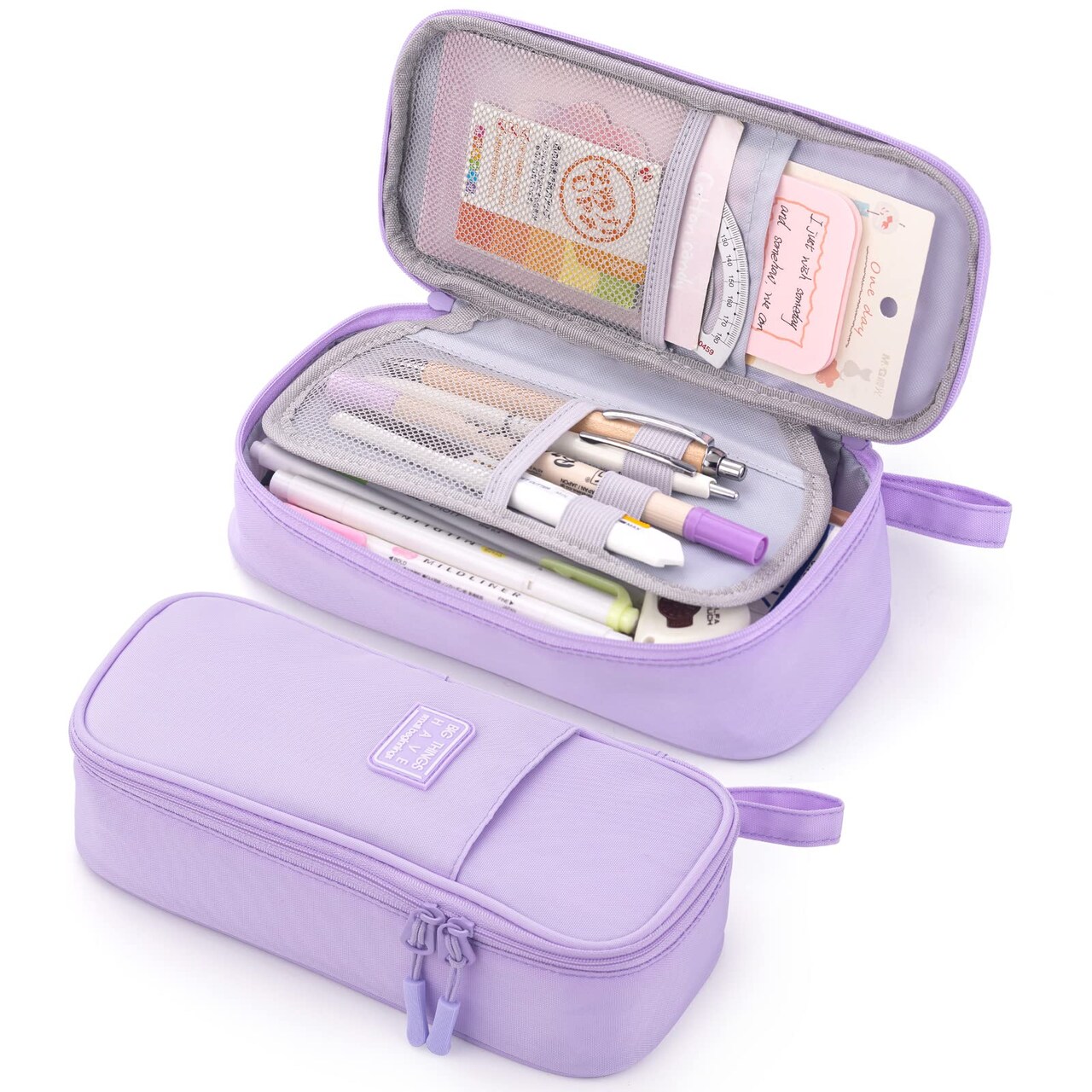 Durable Pen Pencil Case Big Storage Pen Pouch Bag for School Supplies Office College Teen Girls Adults, Purple
